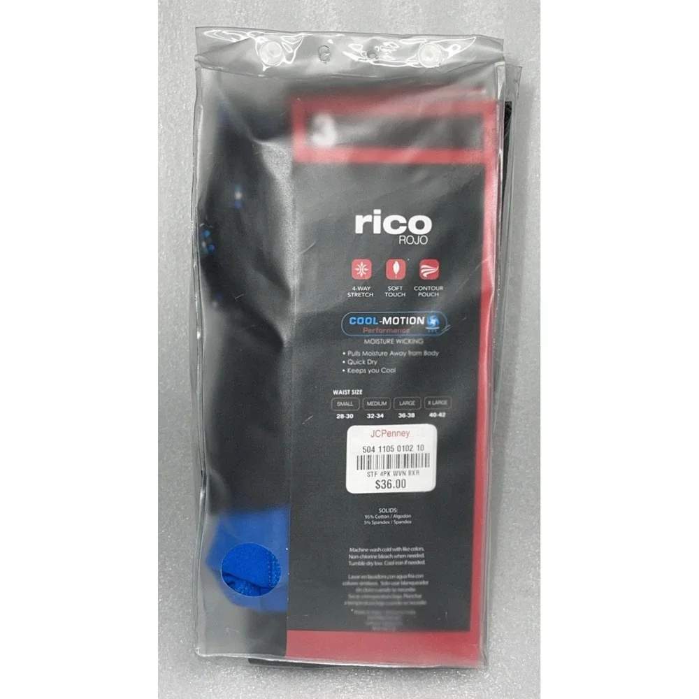 RICO Cotton Stretch Trunks Moisture Wicking Men's Size Small 28-30 - 3‎ Pack NEW